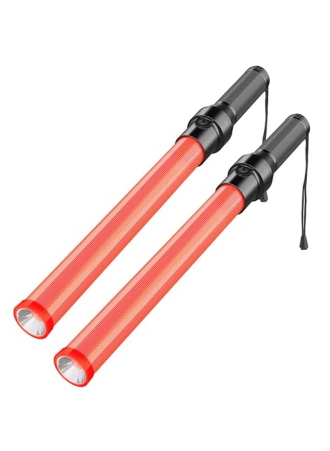 عصا المرور، 21 بوصة عصا تحكم مروري LED، عصا إشارة أمان ليلية مع 3 أوضاع وميض، LED أبيض في الطرف للمطار، توجيه السيارات (2 قطعة) - Image 4